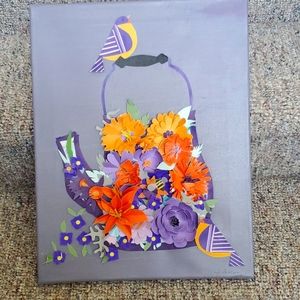 Collage on canvas paper flowers